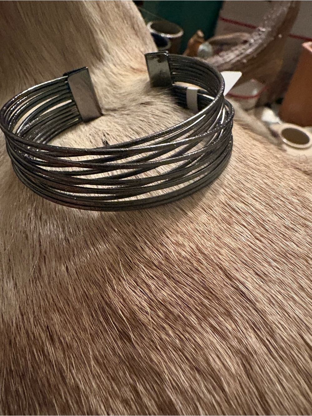 Sleek Multi-Strand Silver Cuff Bracelet